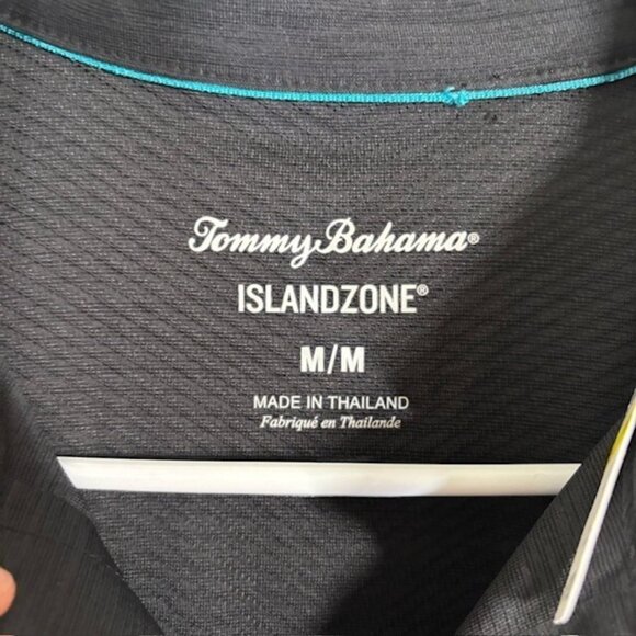 Tommy Bahama Islandzone Polo Mens Medium Athletic Stretch Vented Black NEW - Picture 5 of 7